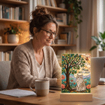 Personalised Stained Glass Style Pet Photo Clear Acrylic LED Night Light with Name and Year Pet Memorial Birthday Anniversary Gift for Pet Owners