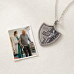 Personalized Cross Medical Alert Protective Shield Asclepius Sterling Silver Necklace with Engraved Emergency Information Birthday Gift for Men Women