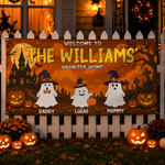 Personalized Halloween Theme 2-6 Ghosts Banner Backdrop with Name Wall Decoration Halloween Family Party Gift for Halloween Lovers