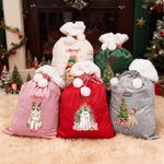 Personalised Christmas Watercolor Pet Photo Velvet Pom-Pom Santa Sack with Name Christmas Gift for Cat Dog Lovers