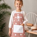 Personalized Embroidered Checkered Stars Polka Dots Pocket Apron with Initial and Name Kitchen Birthday Gift for Kids Cooking Lovers