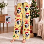 Personalized Merry Christmas Santa Hat Pet Photo Soft Pajama Pants Family Gathering Christmas Gift for Pet Lover