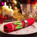 Personalisierte, wiederverwendbare Serviette aus 100 % Baumwolle mit „Green Monster“-Initiale und Namenszug – Tischdekoration und Weihnachtsgeschenk für die Familie
