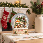 Personalised 3D-Effect Artwork Fox Hedgehog Crystal Ball Clear Acrylic Plaque with Name and Year Home Decor Baby's 1st Christmas Gift for New Baby