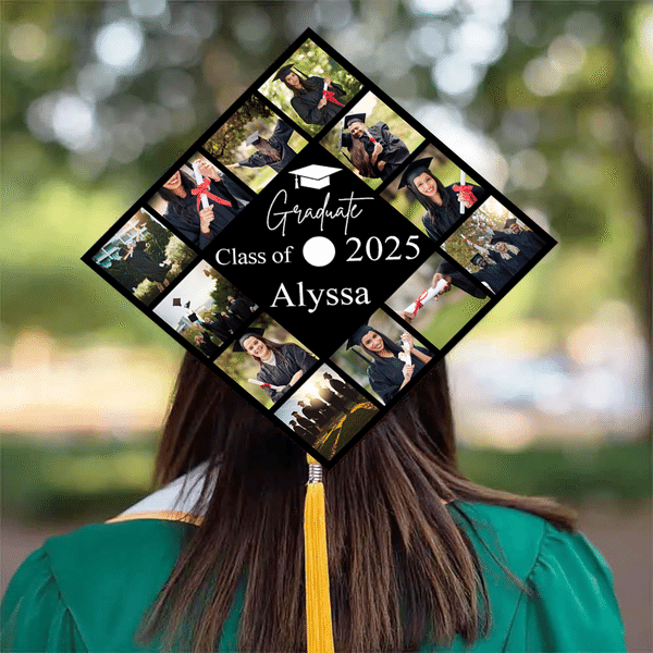 Personalized 12 Photos Collage Graduation Cap Topper