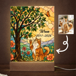 Personalised Stained Glass Style Pet Photo Clear Acrylic LED Night Light with Name and Year Pet Memorial Birthday Anniversary Gift for Pet Owners