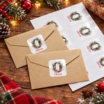 Personalized Classic Santa Claus Christmas Tree Initial Waterproof Square Stickers Labels with Name Gift Decor Christmas Party Gift for Kids Friends