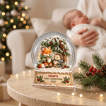 Personalised 3D-Effect Artwork Fox Hedgehog Crystal Ball Clear Acrylic Plaque with Name and Year Home Decor Baby's 1st Christmas Gift for New Baby