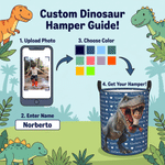 Personalized 3D-Effect Artwork Cartoon Character Photo Dinosaur Waterproof Storage Basket with Name Christmas Birthday Gift for Dinosaur Lover