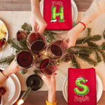 Personalisierte, wiederverwendbare Serviette aus 100 % Baumwolle mit „Green Monster“-Initiale und Namenszug – Tischdekoration und Weihnachtsgeschenk für die Familie