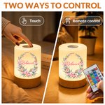 Personalized Birth Flower Wreath Dimmable Touch LED Night Light with Name and Remote Control Home Decor Birthday Gift for Woman Mom