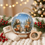 Personalised 3D-Effect Artwork Nordic Animals Crystal Ball Shaped Acrylic Ornament with Name Home Decor Christmas Gift for Newborns New Parents