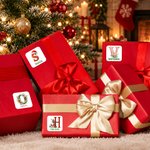 Personalized Classic Santa Claus Christmas Tree Initial Waterproof Square Stickers Labels with Name Gift Decor Christmas Party Gift for Kids Friends