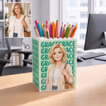 Personalised Watercolor Cartoon Photo Building Blocks Brick Pen Holder with Name Daily Use Desk Decor Birthday Gift for Kid