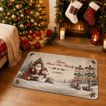 Personalized Santa Snow Scene Anti-Slip Doormat with Text Year and Name Home Decor Christmas Housewarming Gift for Family Parent