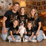 Personalized Halloween Log Cabin Pet Spooky Ghost Pattern 100% Cotton Kid Adult T-shirt Sweatshirt Hoodie with Photo Name Party Gift for Family