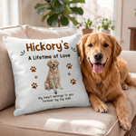 Personalized Watercolor Pet Photo Paw Print Cozy Throw Pillow Cover with Name and Text Home Decor Birthday Christmas Gift for Pet Owners Pet Lovers