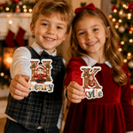 Personalized Christmas Theme 3D-Effect Artwork Cartoon Sitting Character Photo Stickers with Name Gift Decor Christmas Holiday Gift for Friends