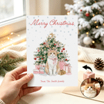 Personalized Snowflake Merry Christmas Watercolor Pet Photo Greeting Card with Title and Text Christmas Gift for Family Friends Pet Lovers