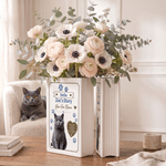 Personalized Pet Photo Paw Heart Ceramic Book Vase with Name and Text Home Decor Memorial Gift for Pet Owners Flower Lovers