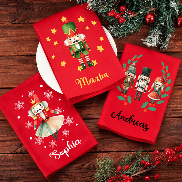 Personalized Christmas Nutcracker Reusable Napkin with Name Holiday Table Decor Christmas Gift for Family Friends
