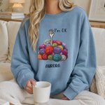 Personalized Cute Yarn Ball I'm OK T‑shirt Sweatshirt Hoodie with Name Daily Weekend Getaway Wear Birthday Gift  for Knitting Lovers Crafters