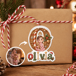 Personalized Christmas Theme 3D-Effect Artwork Cartoon Sitting Character Photo Stickers with Name Gift Decor Christmas Holiday Gift for Friends