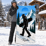 Personalised Ski Silhouette Quick-Drying Microfiber Sports Towel with Name Outdoor Activity Use Ski Trip Birthday Gift for Ski Lovers