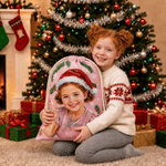 Personalized Oil Painting Style Photo Multicolor Large Drawstring Christmas Gift Bag with Name Christmas Party Gift for Kids Friends