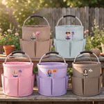 Personalised Cartoon Character Birth Flower Waterproof Gardening Tool Bag with Name Retirement Birthday Gift for Mother Gardening Lovers