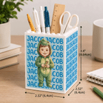 Personalised Watercolor Cartoon Photo Building Blocks Brick Pen Holder with Name Daily Use Desk Decor Birthday Gift for Kid