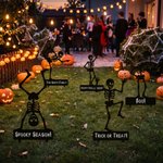 Personalized Spooky Season Skull Skeleton Garden Sign Yard Stake with Text Festival Outdoor Decor Halloween Party Gift for Family Friend