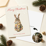 Personalized Snowflake Merry Christmas Watercolor Pet Photo Greeting Card with Title and Text Christmas Gift for Family Friends Pet Lovers