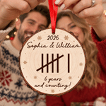 Personalized Tally Mark Anniversary Counting Wooden Ornament with Name and Year Christmas Gift for Couple Wife Husband
