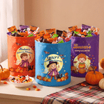 Personalized Pumpkin Ghost Bat Cartoon Character Photo LED Light Bucket Bag with Name Halloween Trick or Treat Gift for Children