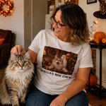 Personalized Halloween Log Cabin Pet Spooky Ghost Pattern 100% Cotton Kid Adult T-shirt Sweatshirt Hoodie with Photo Name Party Gift for Family