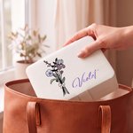 Personalized Birth Flower Bouquet Multi-Compartment Jewellery Box with LED Makeup Mirror Travel Essential Birthday Gift for Women