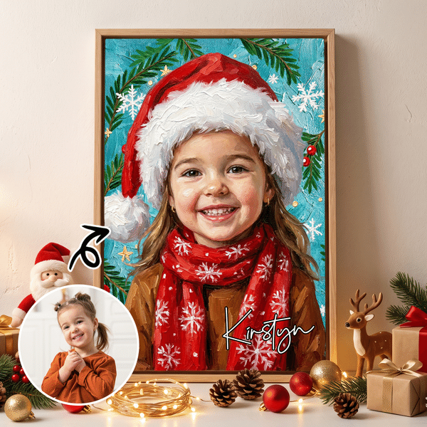 Tablesaux photo personnalisés sur toile sur le thème de Noël avec flocons de neige et prénom – Décoration d'intérieur – Expédiés depuis les États-Unis – Cadeau de Noël ou d'anniversaire pour la famill