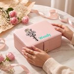 Personalized Birth Flower Bouquet Multi-Compartment Jewellery Box with LED Makeup Mirror Travel Essential Birthday Gift for Women
