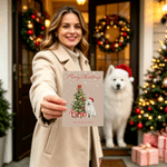 Personalized Snowflake Merry Christmas Watercolor Pet Photo Greeting Card with Title and Text Christmas Gift for Family Friends Pet Lovers