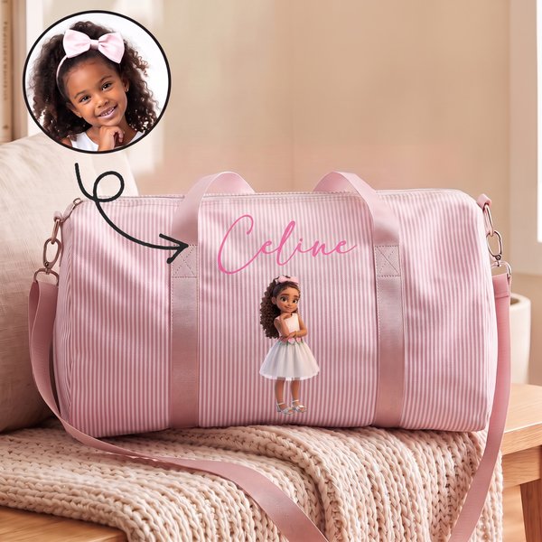 Bolsa de viaje grande personalizada con diseño artístico de personajes de dibujos animados con efecto 3D y nombre; regalo de viaje o de cumpleaños para niños y niñas