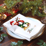 Personalised Christmas String Lights Metallic-Style Initial Quick-Absorbing 100% Cotton Napkin with Name Table Decor Christmas Holiday Gift for Friend