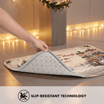 Personalized Santa Snow Scene Anti-Slip Doormat with Text Year and Name Home Decor Christmas Housewarming Gift for Family Parent