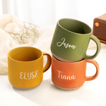 Personalisierte, mehrfarbige Keramik-Kaffeetasse (12 oz) mit Keksmuster und Namensgravur – für das Homeoffice, als Geburtstagsgeschenk für Familie, Freunde und Kollegen