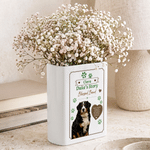 Personalized Pet Photo Paw Heart Ceramic Book Vase with Name and Text Home Decor Memorial Gift for Pet Owners Flower Lovers