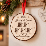 Personalized Tally Mark Anniversary Counting Wooden Ornament with Name and Year Christmas Gift for Couple Wife Husband