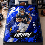 Personalized Graffiti Oil Painting Style Photo Soft Throw Blanket with Name Football Club Birthday Gift for Football Player