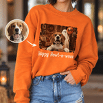 Personalized Halloween Log Cabin Pet Spooky Ghost Pattern 100% Cotton Kid Adult T-shirt Sweatshirt Hoodie with Photo Name Party Gift for Family