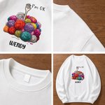 Personalized Cute Yarn Ball I'm OK T‑shirt Sweatshirt Hoodie with Name Daily Weekend Getaway Wear Birthday Gift  for Knitting Lovers Crafters
