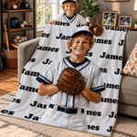 Personalized Oil Painting Style Photo Baseball Theme Soft Throw Blanket with Name and Text Home Decor Birthday Game Day Gift for Baseball Players